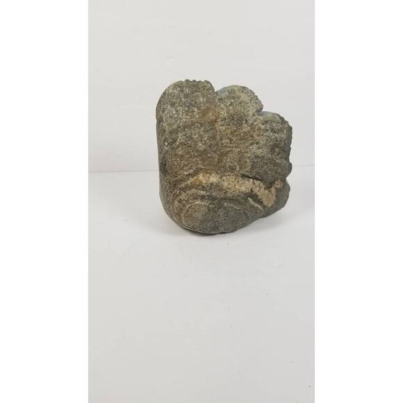 Vintage Native American Stone Bust, Hand Carved Head Statue, Signed - Picture 8 of 8